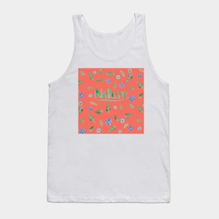 Brush Lettering Nature Green Leaves and Flowers Tank Top